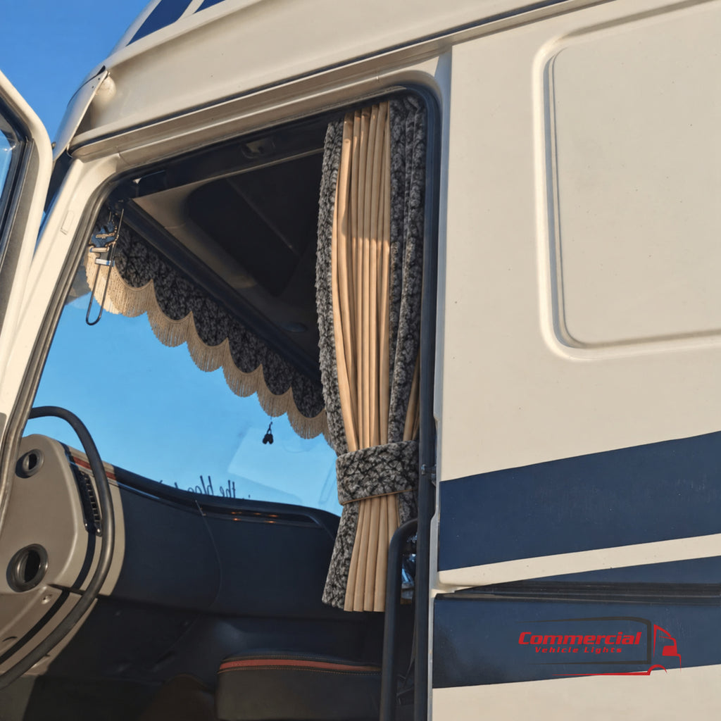 BoutiqueduRoutier™ | Truck Curtains Set Danish Plush Grey – Beige