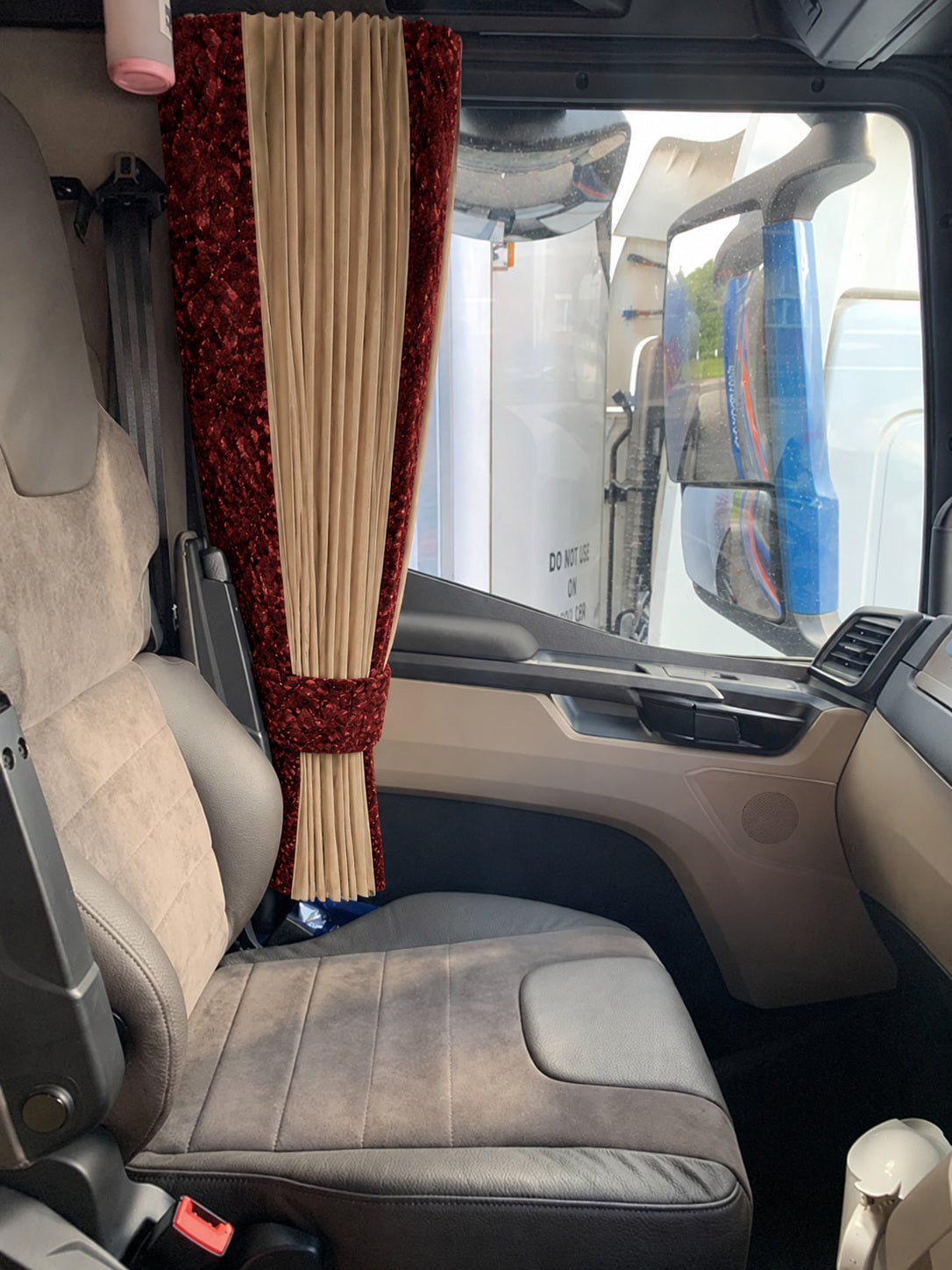 BoutiqueduRoutier™ | Truck Curtains Danish Plush Red – Beige