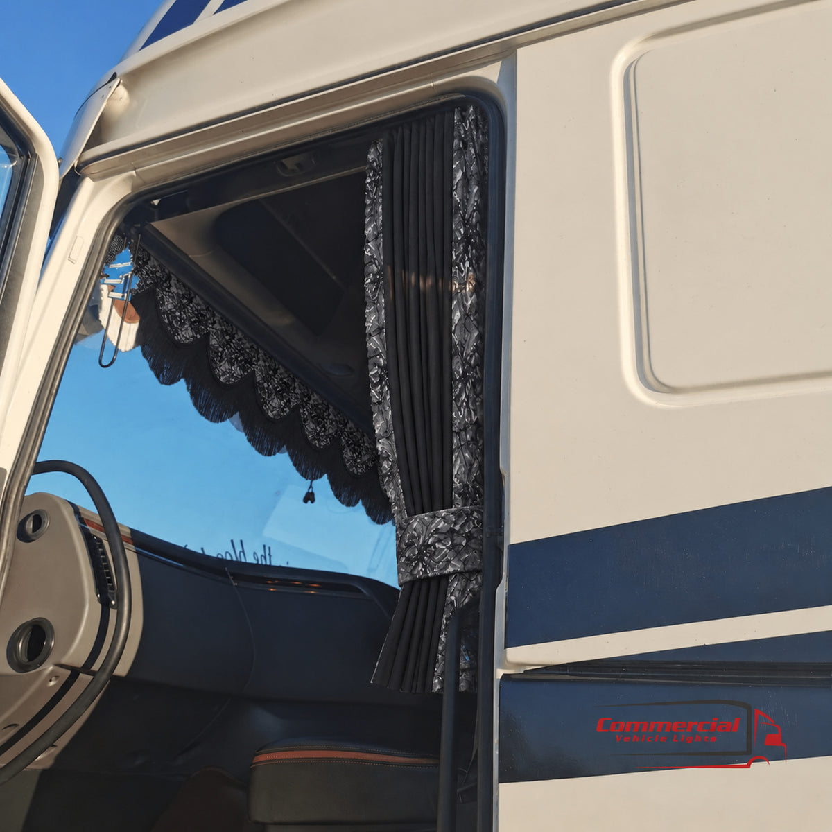 BoutiqueduRoutier™ | Truck Curtain Danish Plush Grey