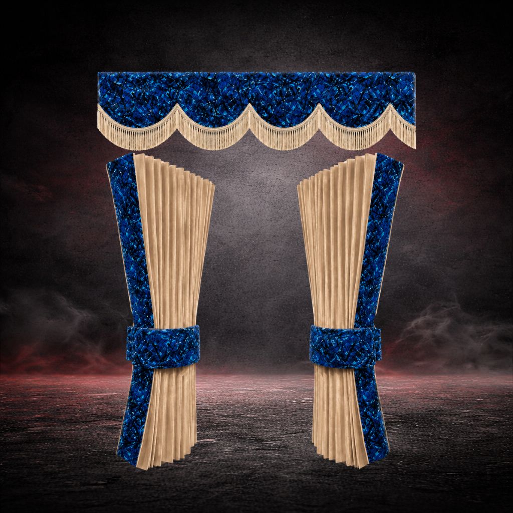 BoutiqueduRoutier™ | Truck Curtains Set Danish Plush Blue – Beige