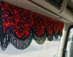 BoutiqueduRoutier™ | Ensemble de rideaux pour camion en peluche danoise rouge