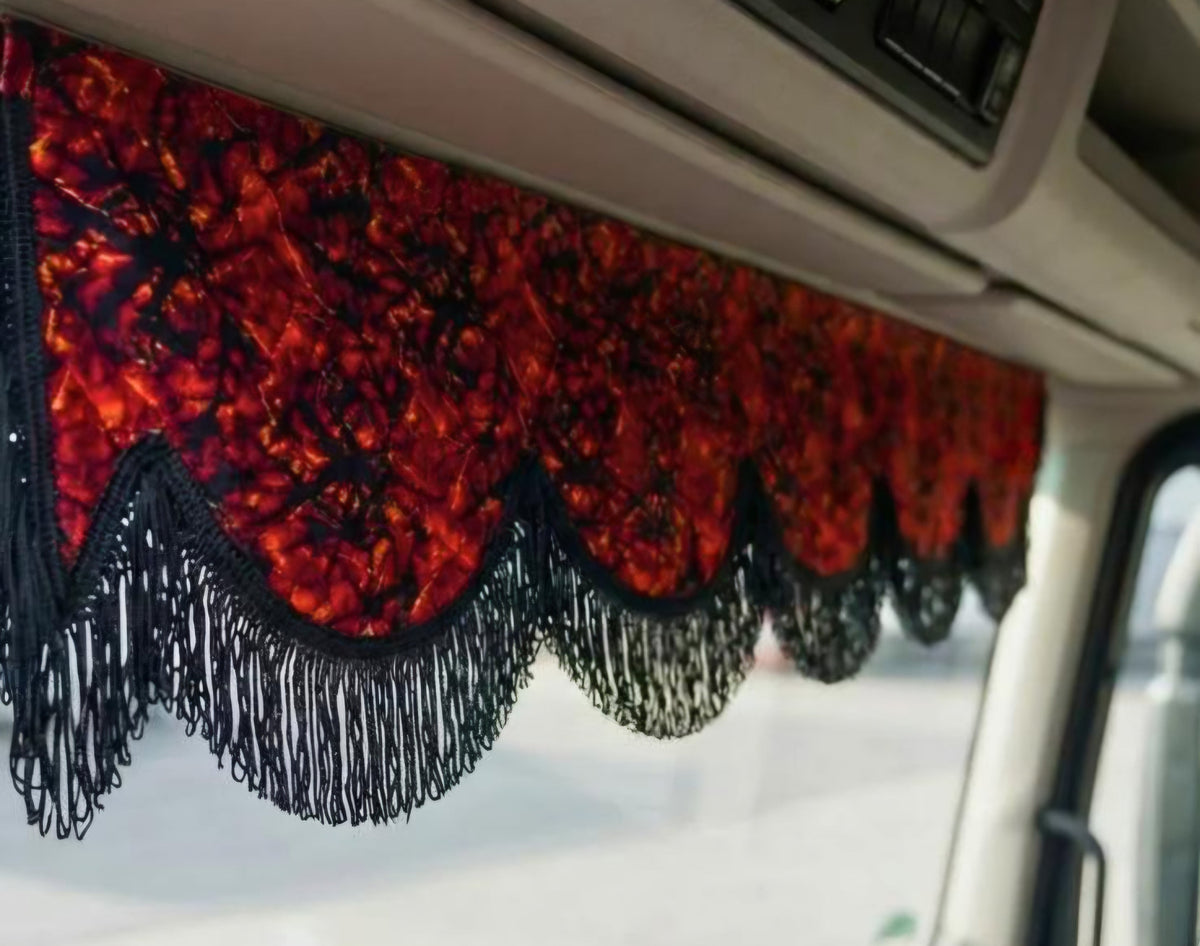 BoutiqueduRoutier™ | Truck Front Window Curtain Danish Plush Red