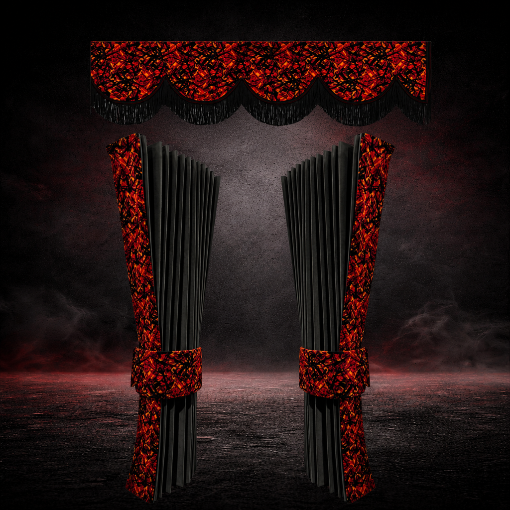 BoutiqueduRoutier™ | Ensemble de rideaux pour camion en peluche danoise rouge